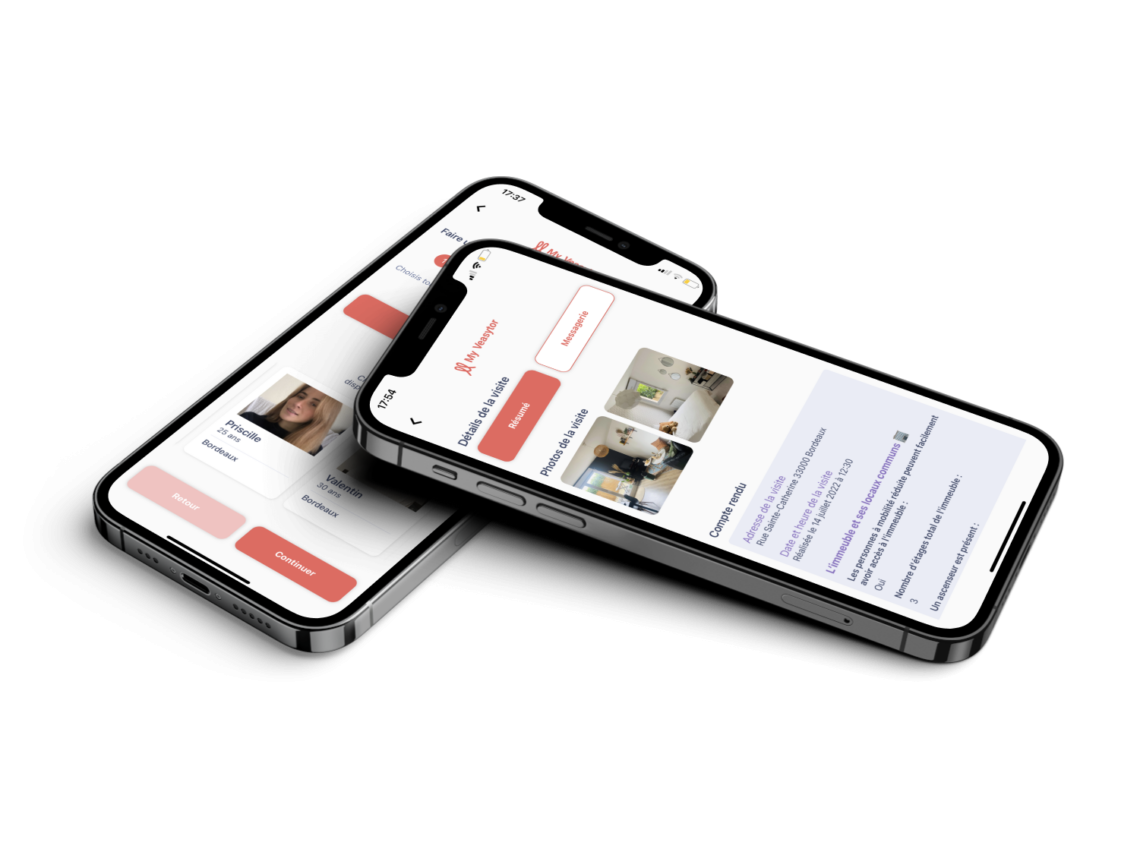 L’application My Veasytor et un compte-rendu de visite sur téléphone
