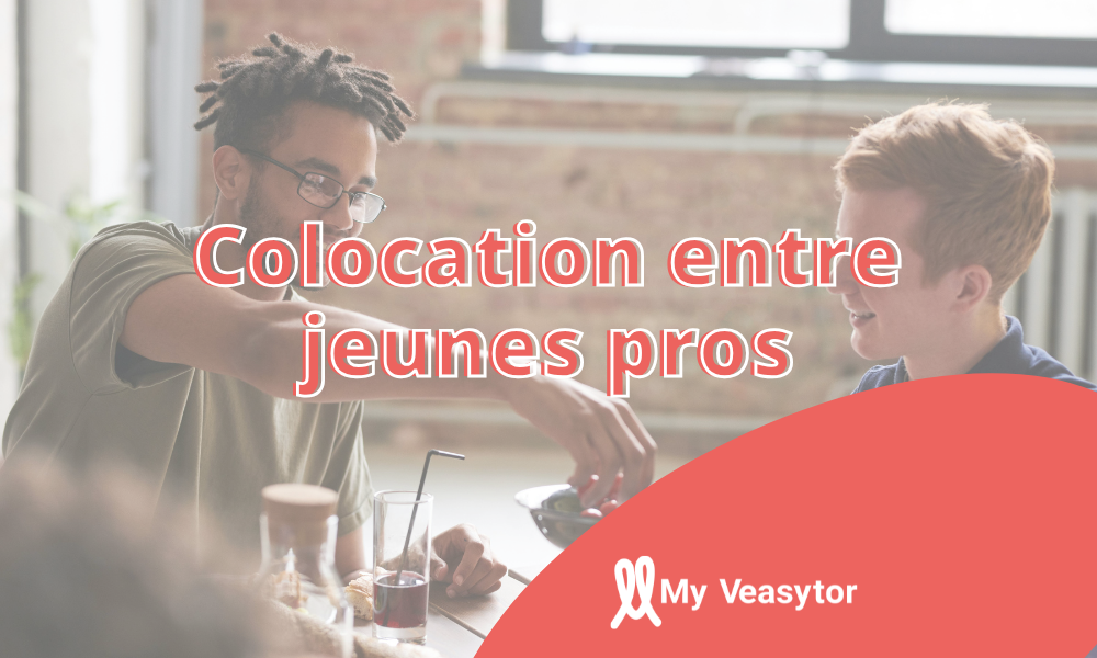 Deux jeunes professionnels en pleine discussion conviviale dans un salon moderne, illustrant l’esprit de partage et de convivialité de la colocation.